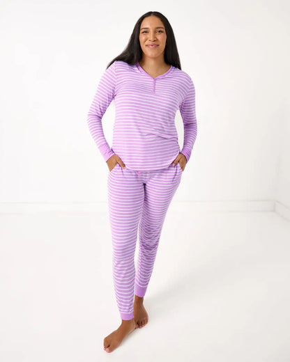 Sweet Orchid Stripe Women's Long Sleeve Pajama Top