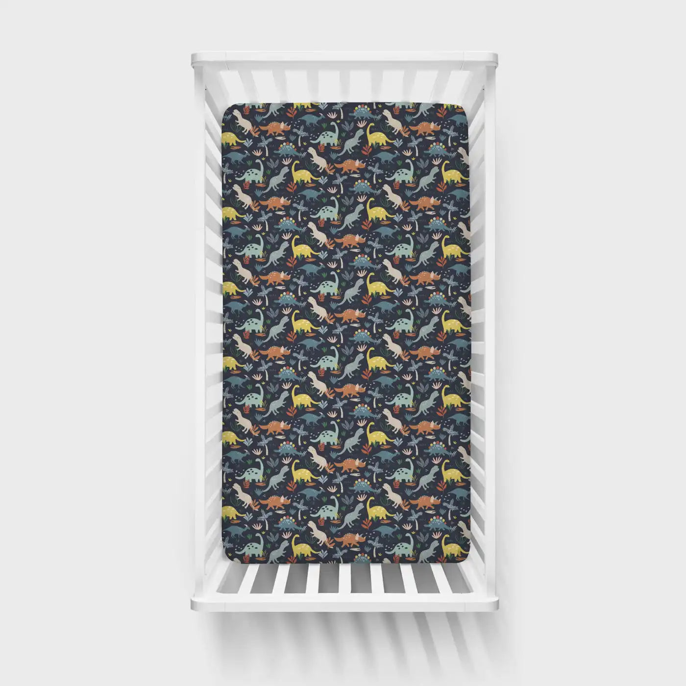 Navy Jurassic Jungle Fitted Crib Sheet