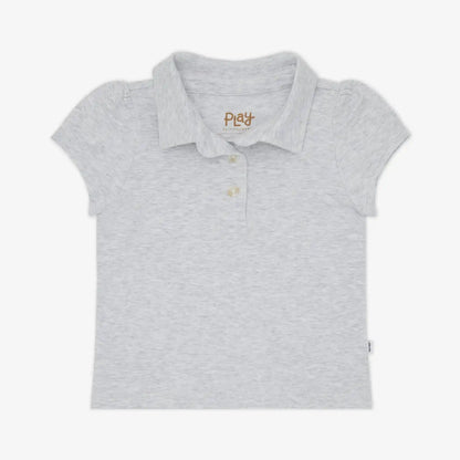 Light Heather Gray Puff Sleeve Polo