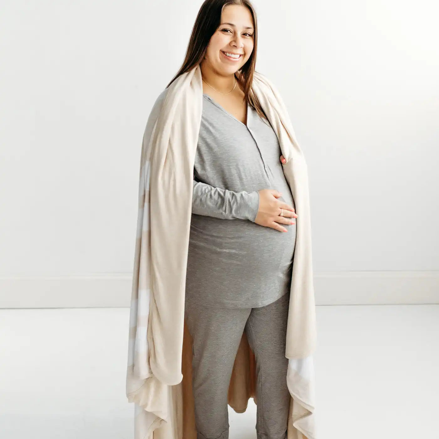 Heather Oatmeal Stripe Oversized Cloud Blanket®