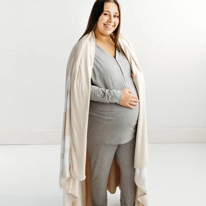 Heather Oatmeal Stripe Oversized Cloud Blanket®