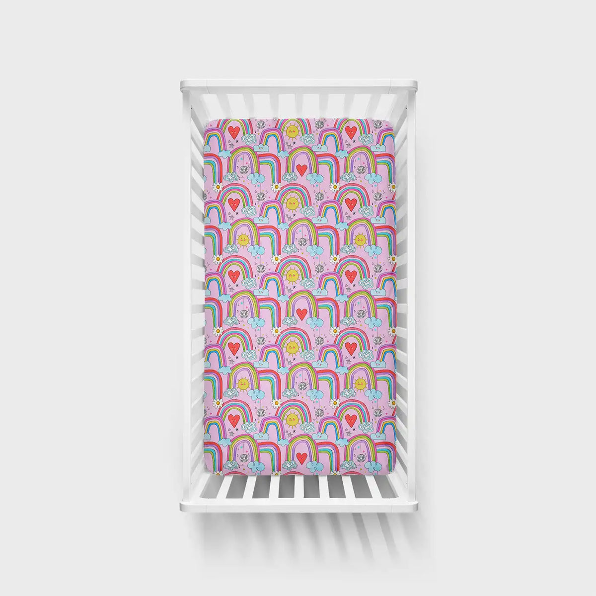 Disco Rainbows Fitted Crib Sheet