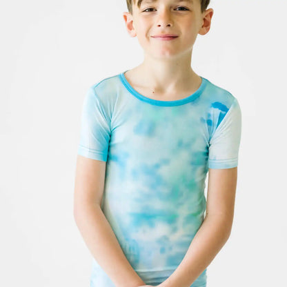 Tidepool Watercolor Two-Piece Short Sleeve & Shorts Pajama Set